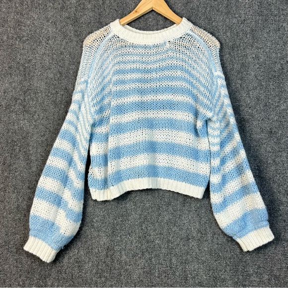 Loewe Women's Blue
Anagram Embroidered Striped Mohair-Blend Sweater size small - Picture 6 of 9